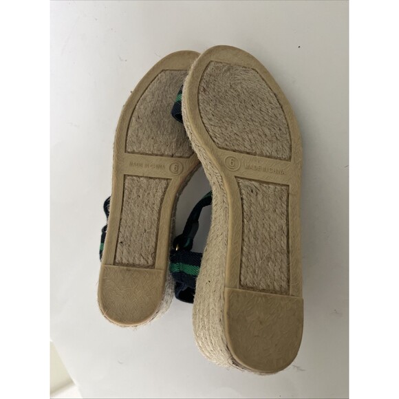 New Ralph Lauren Wedge Sandal Womens Green Blue Ilene Espadrille Ankle Strap 6B - Picture 6 of 9